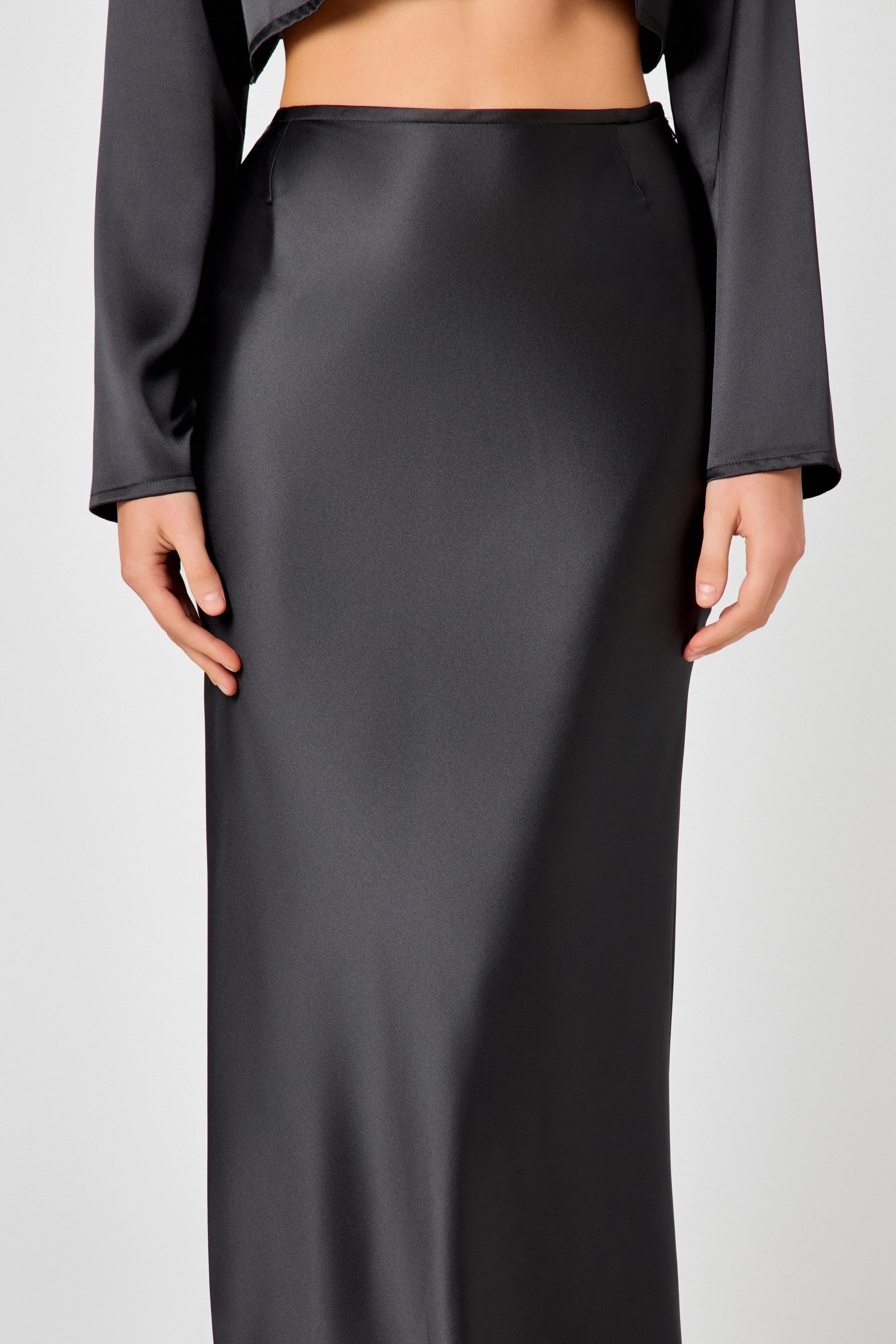 Black Satin Maxi Skirt - Image 5