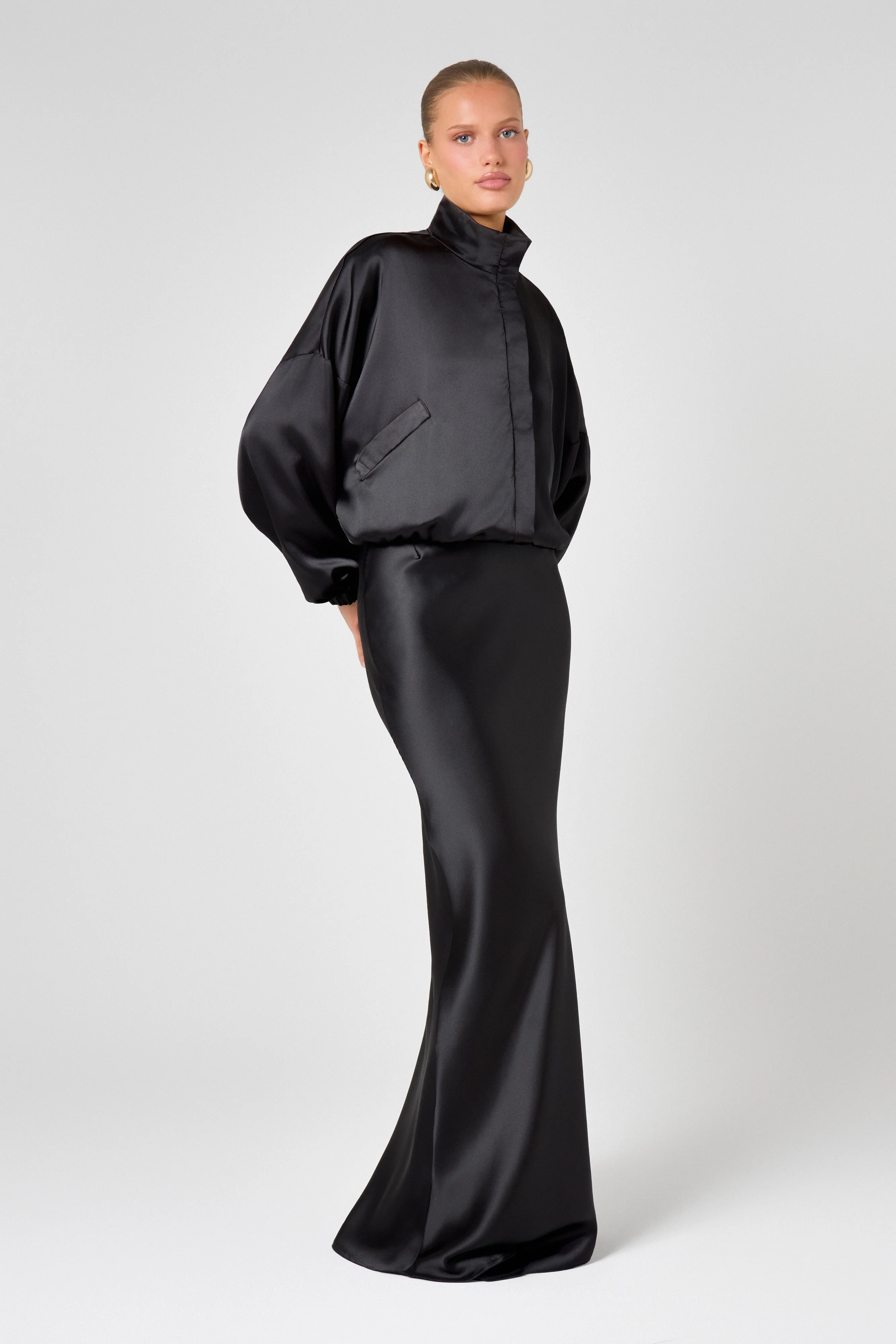 Black Satin Maxi Skirt - Image 6