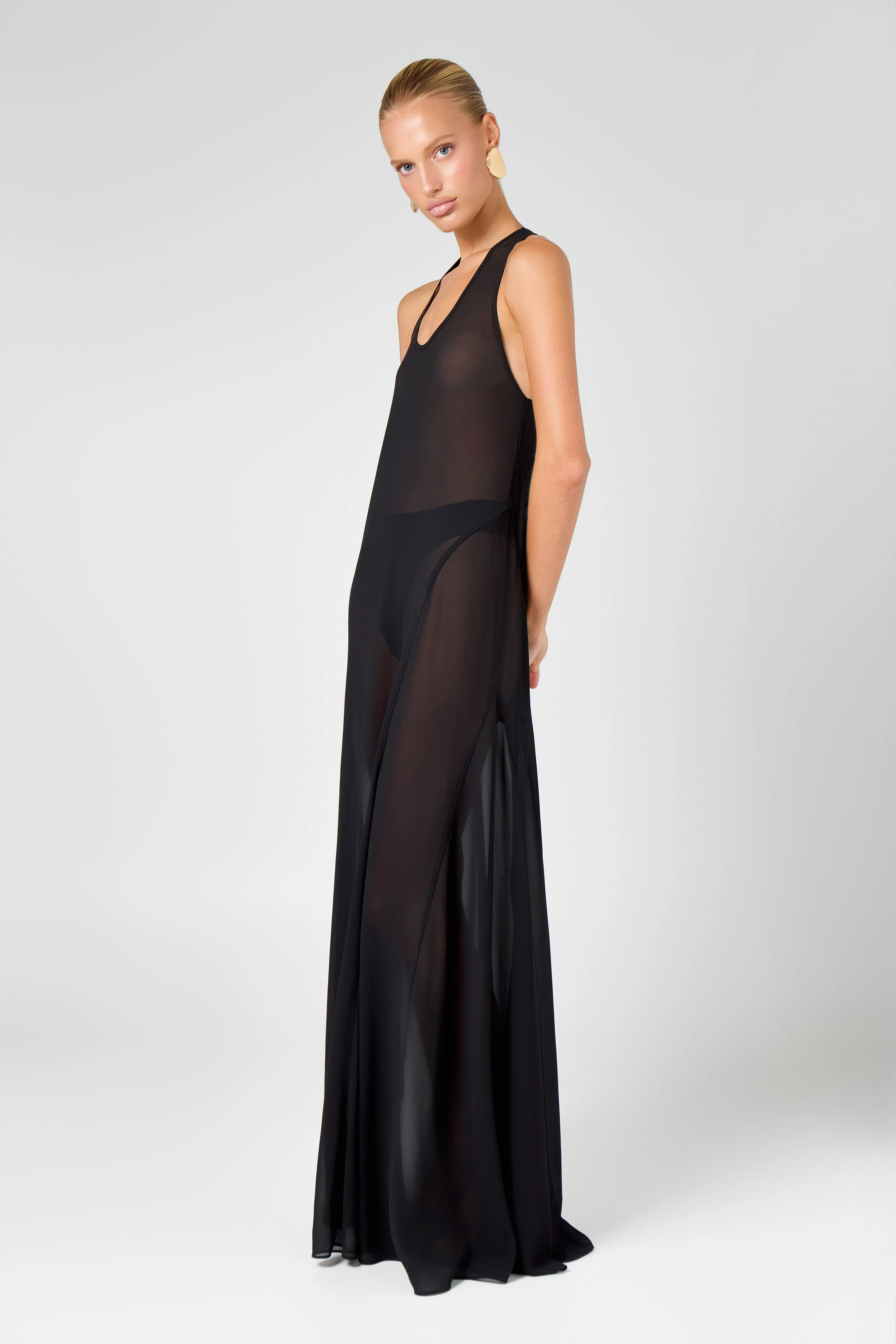 Black Sheer Maxi Dress - Image 3