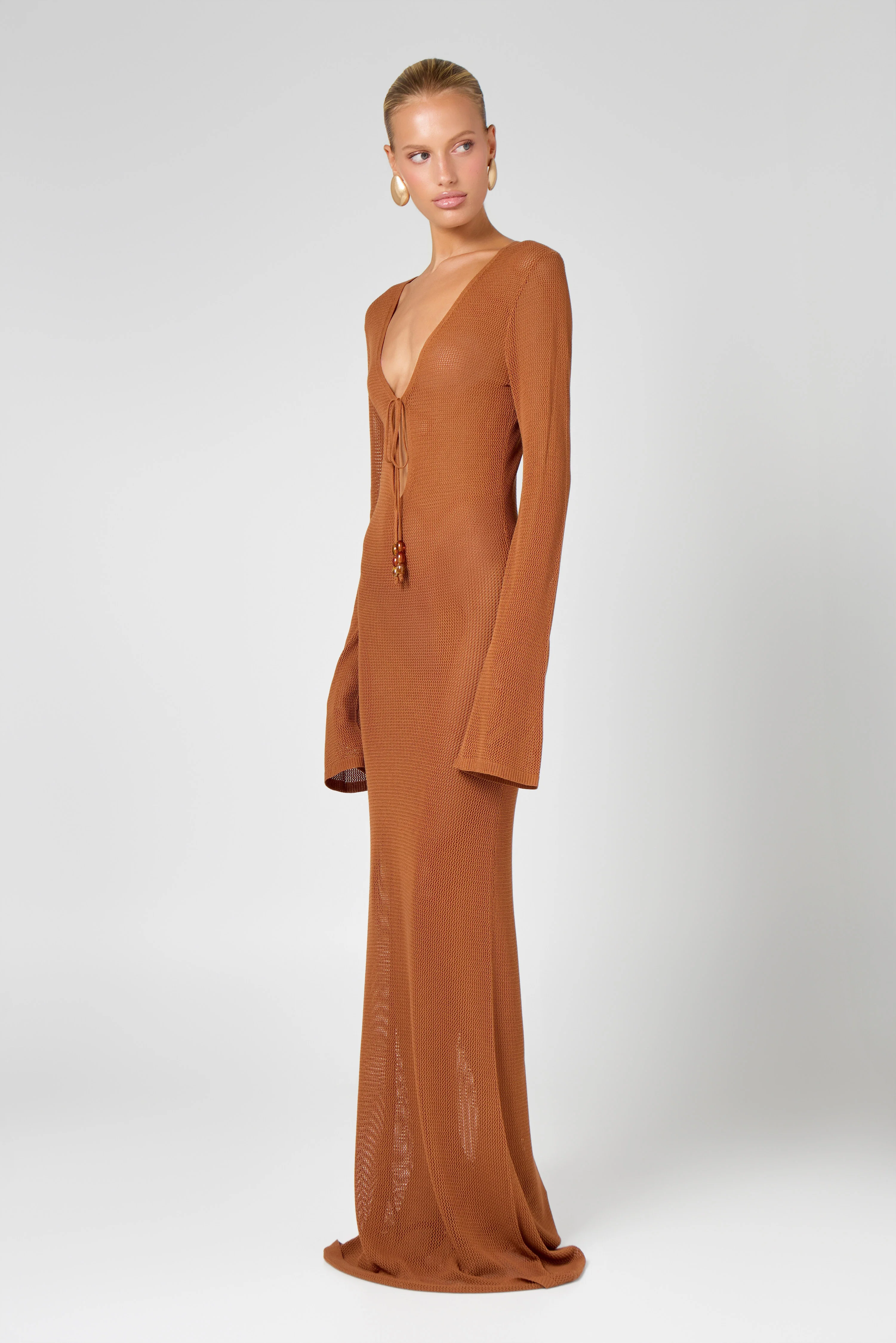 Brown Knit Maxi Dress - Image 3