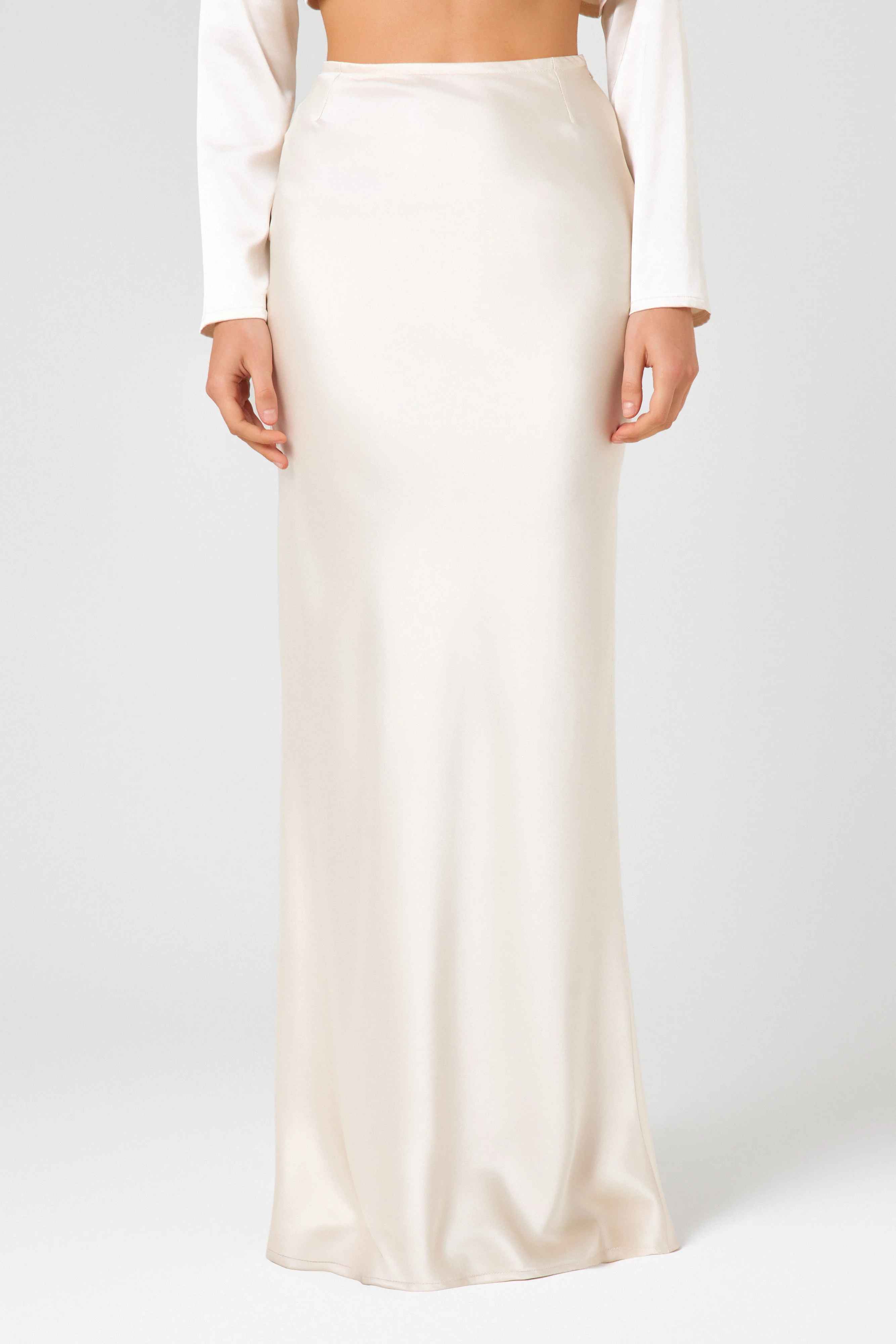 Ivory Satin Maxi Skirt - Image 4
