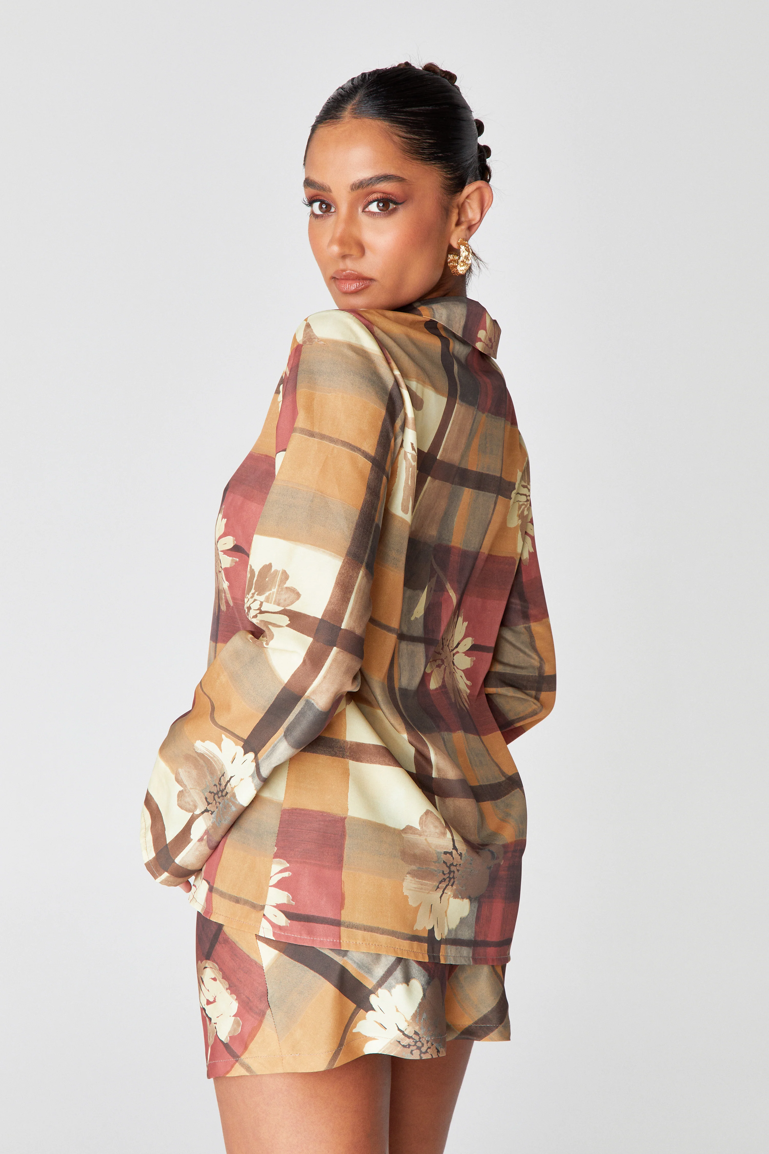 Checked Floral Mini Skirt - Image 4