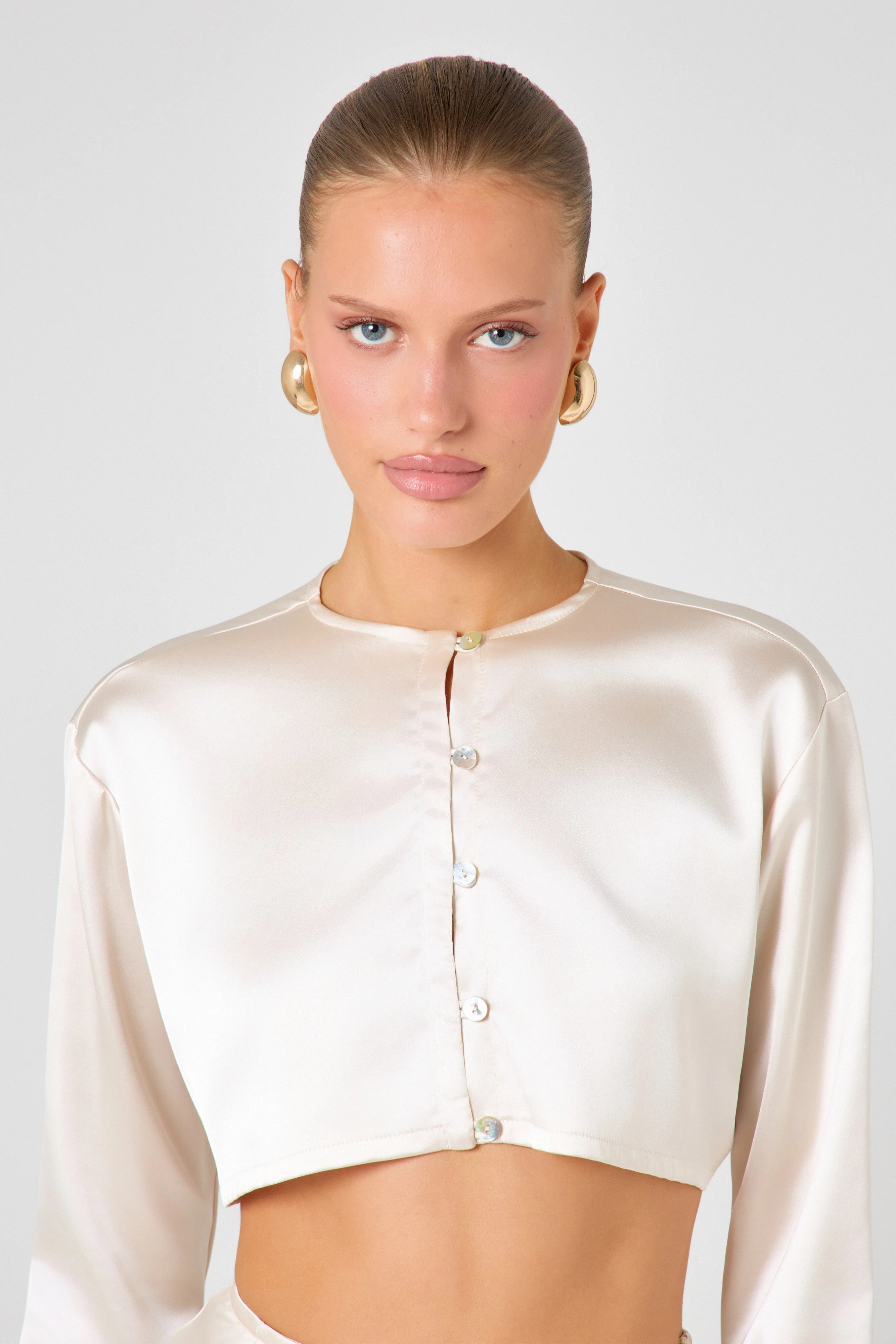 Ivory Satin Blouse - Image 4