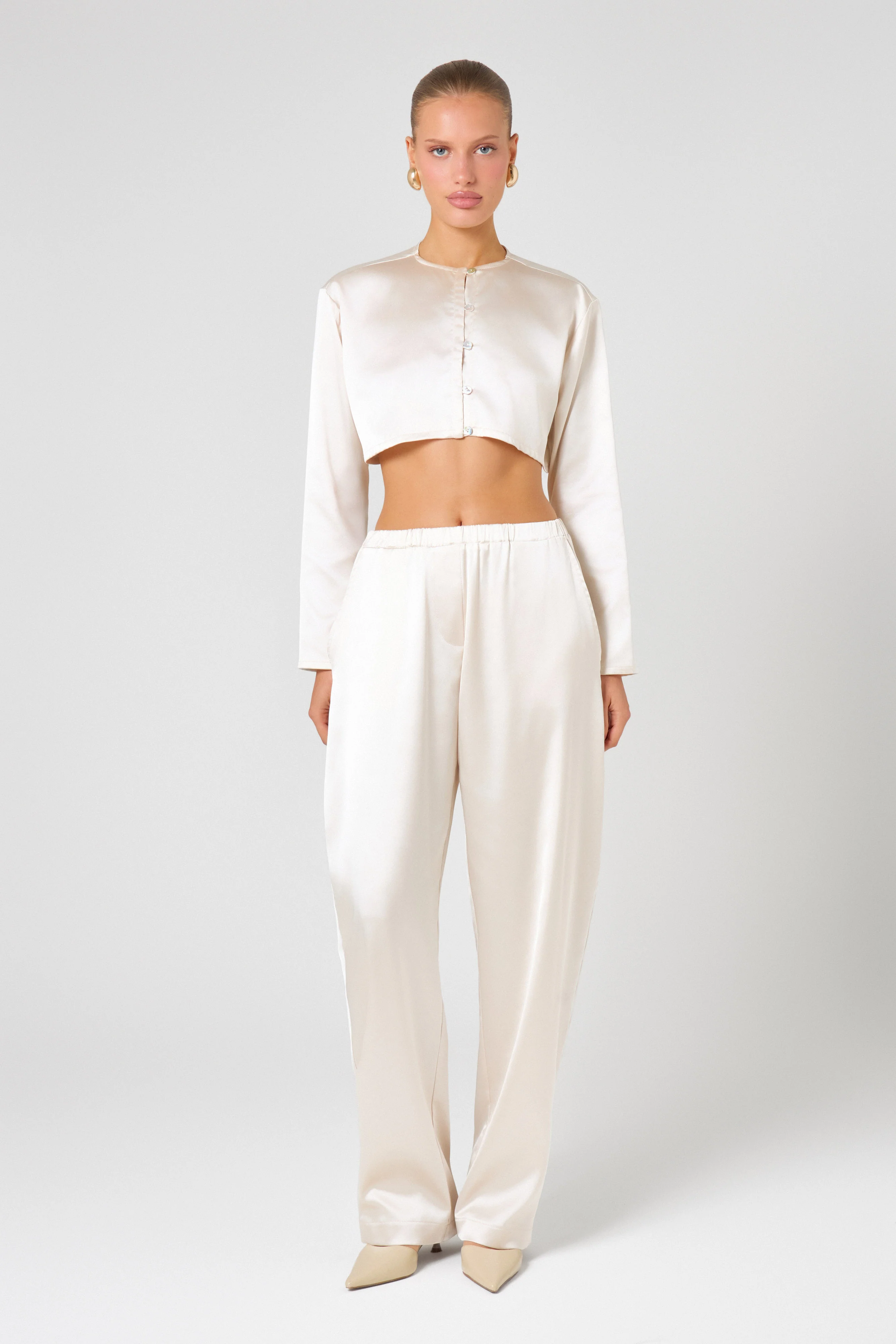 Ivory Satin Blouse - Image 5