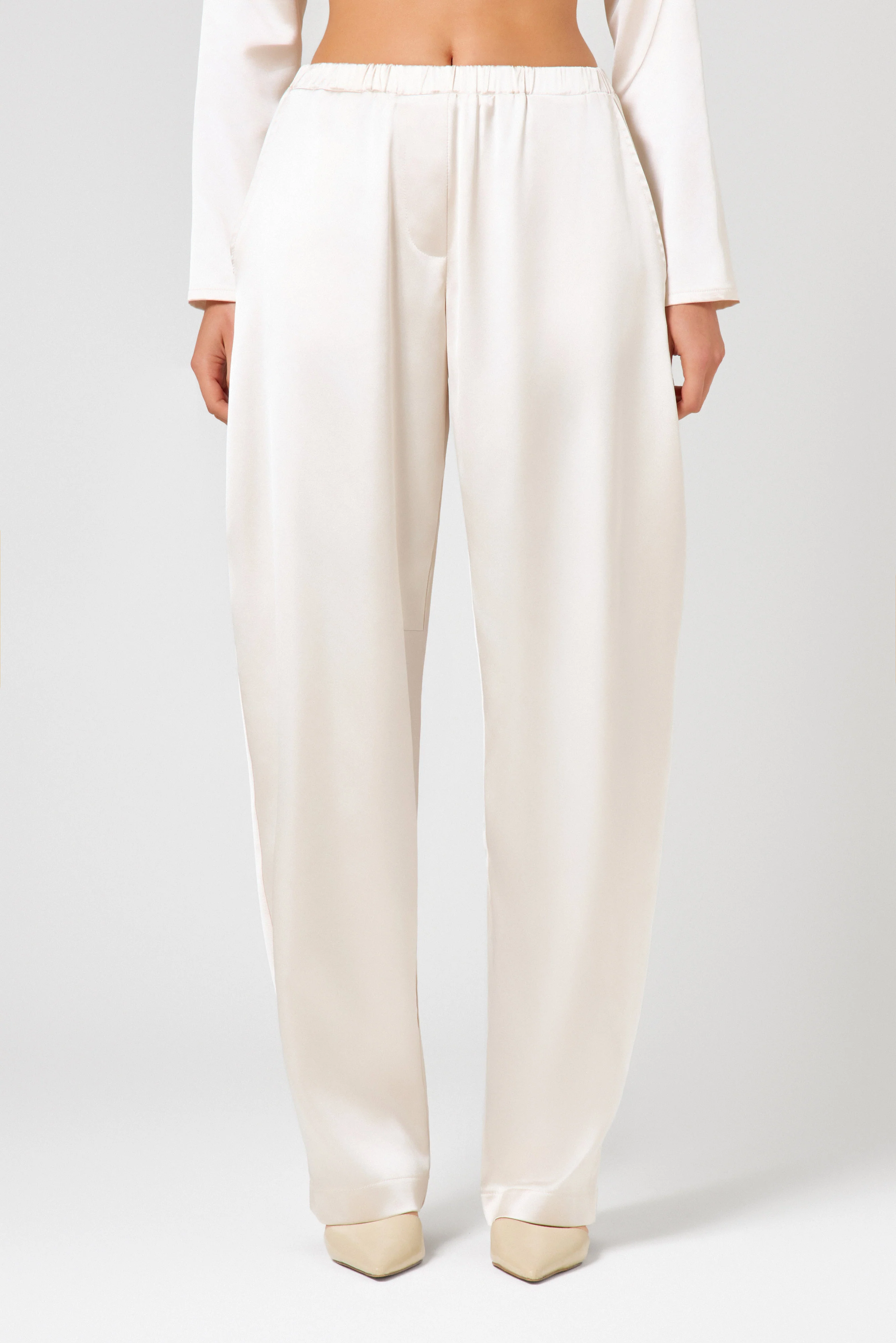 Ivory Satin Trouser - Image 3