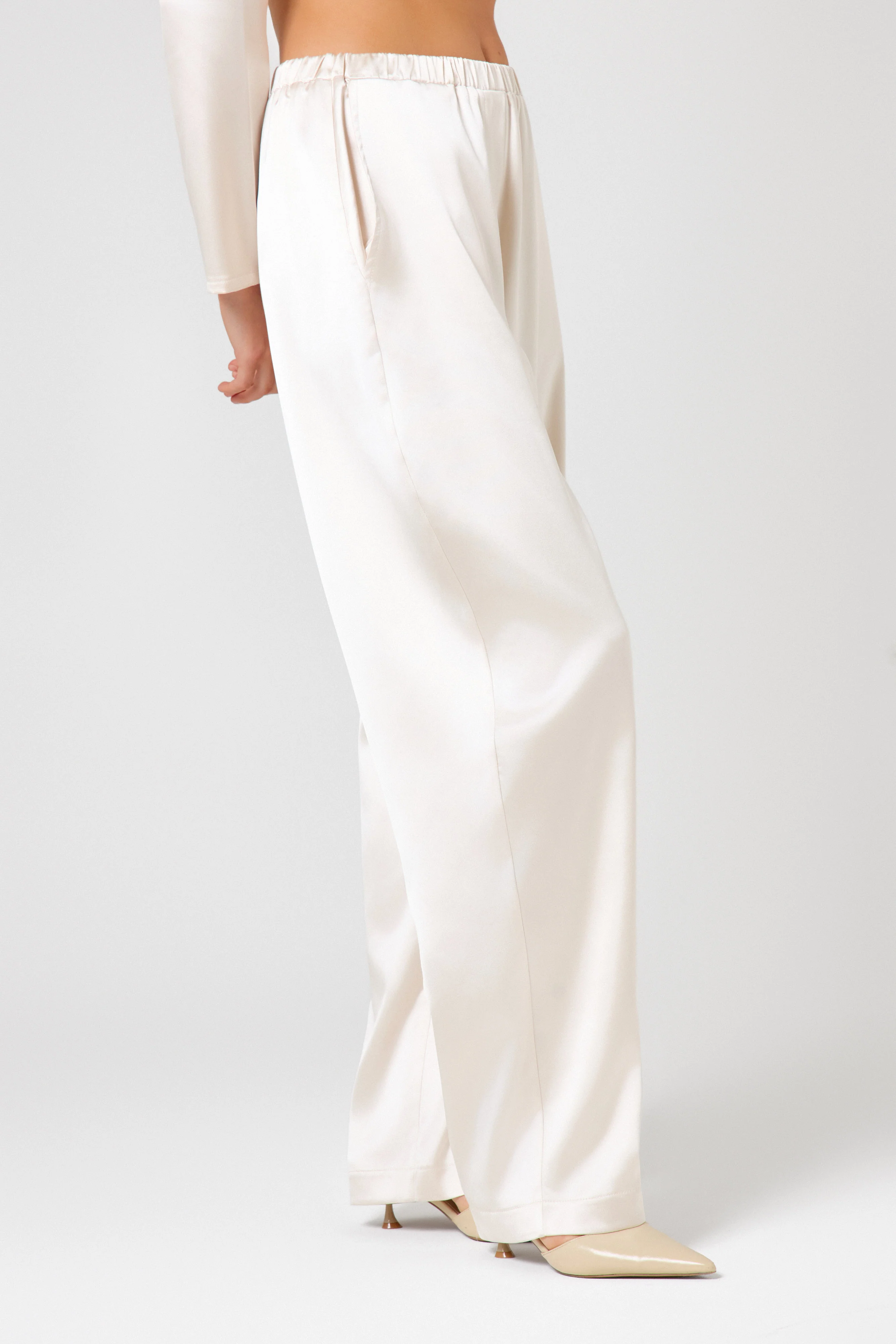 Ivory Satin Trouser - Image 4