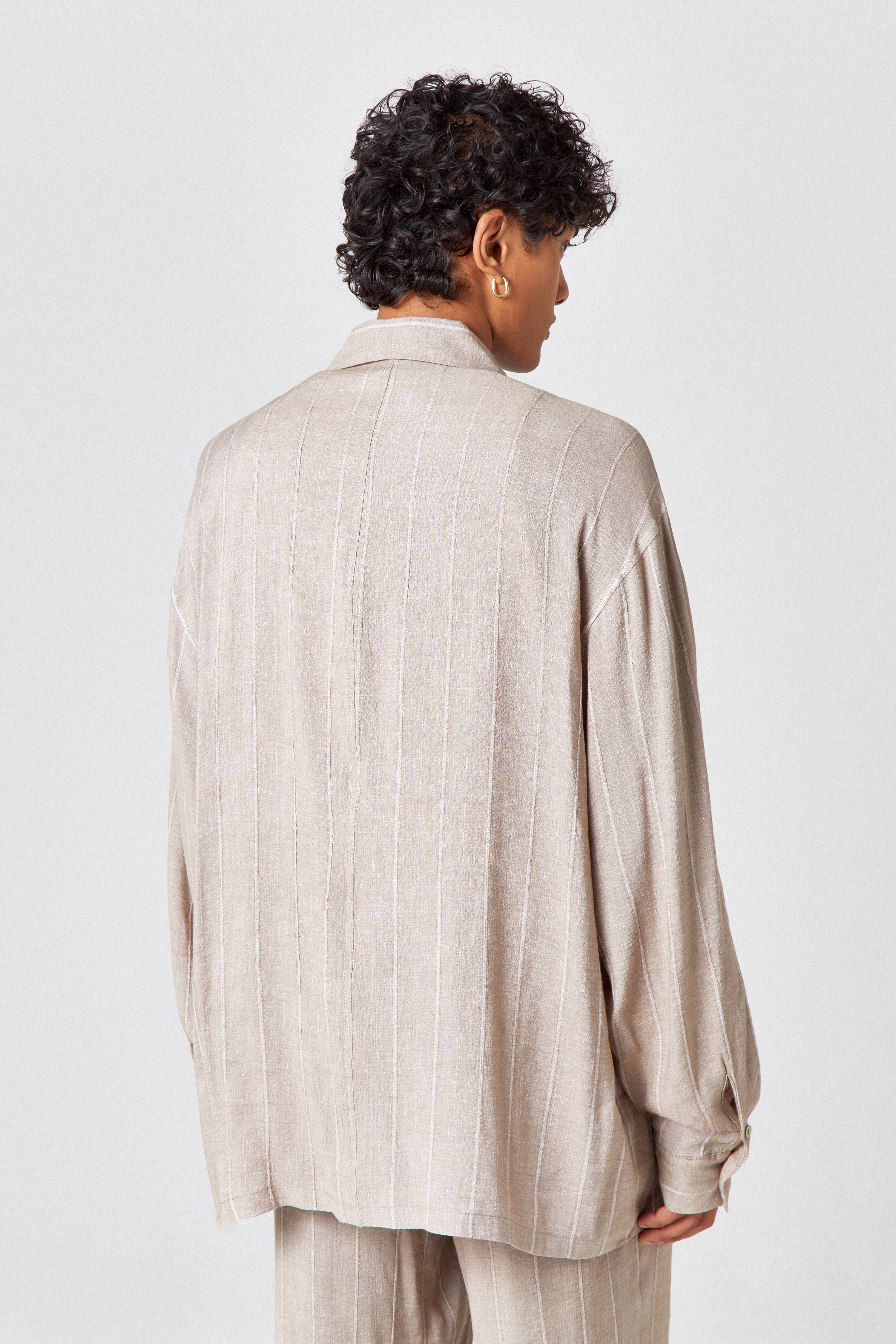 Homme Beige Linen Shirt - Image 5