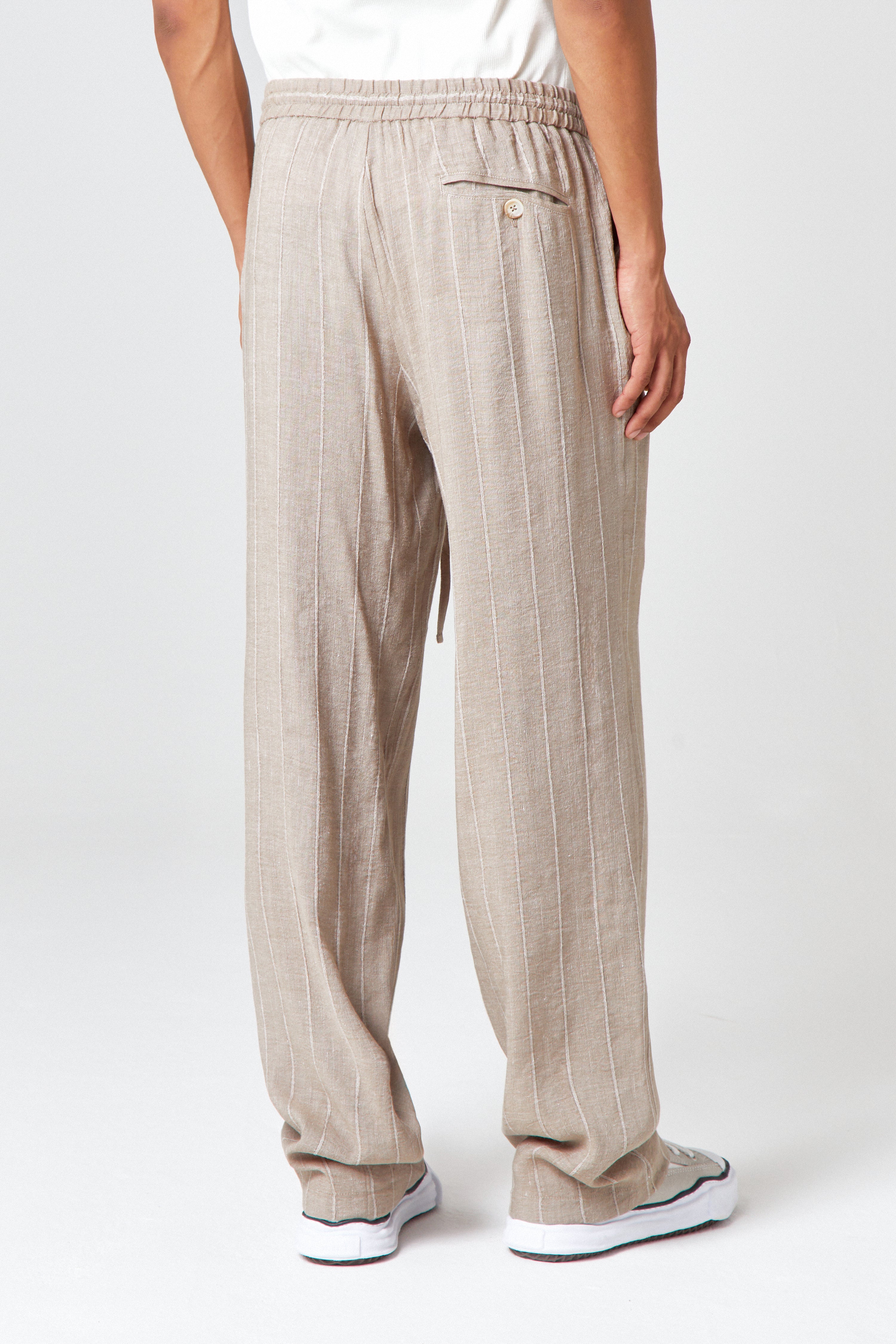 Homme Beige Linen Trouser - Image 5