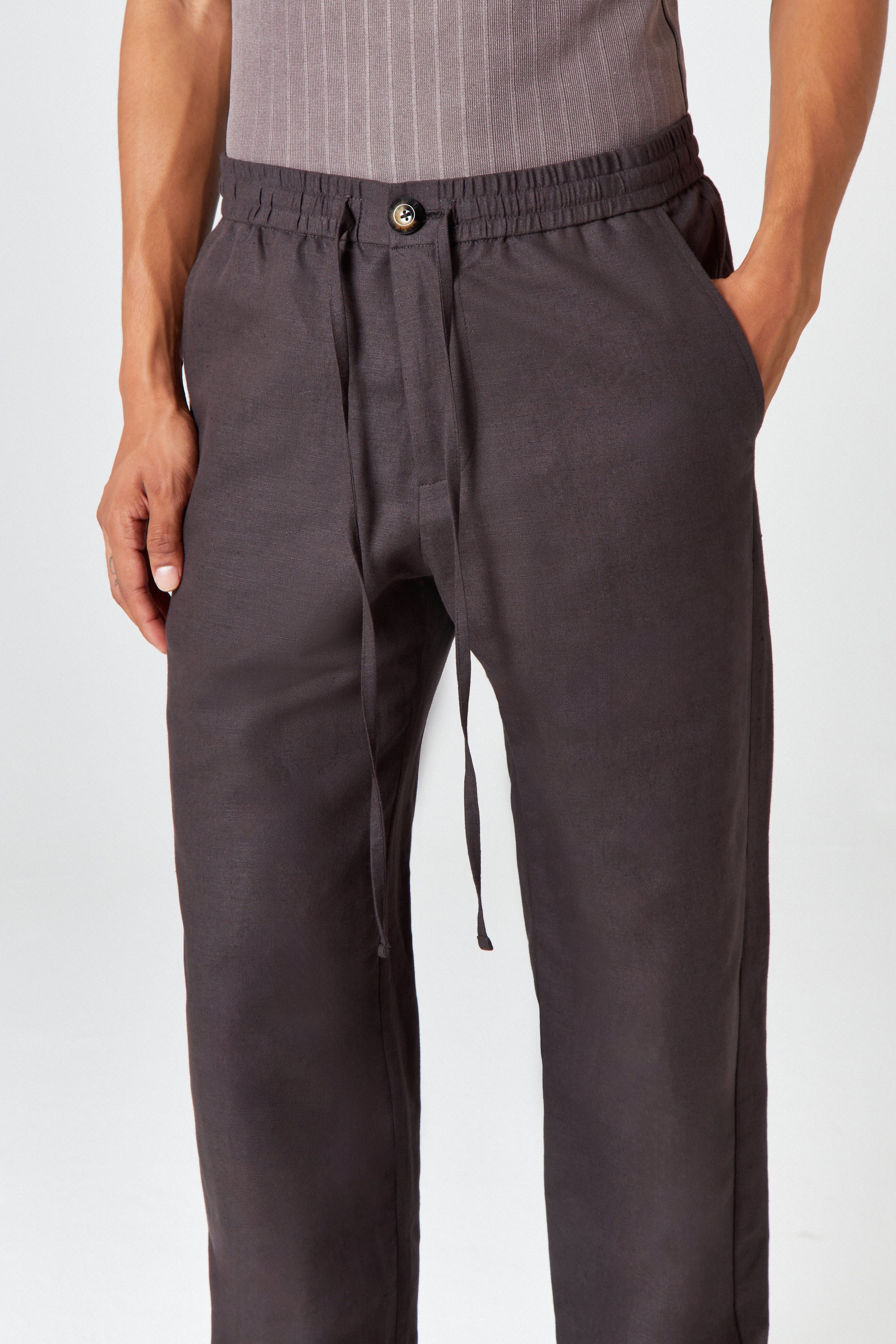 Homme Charcoal Linen Trouser - Image 4