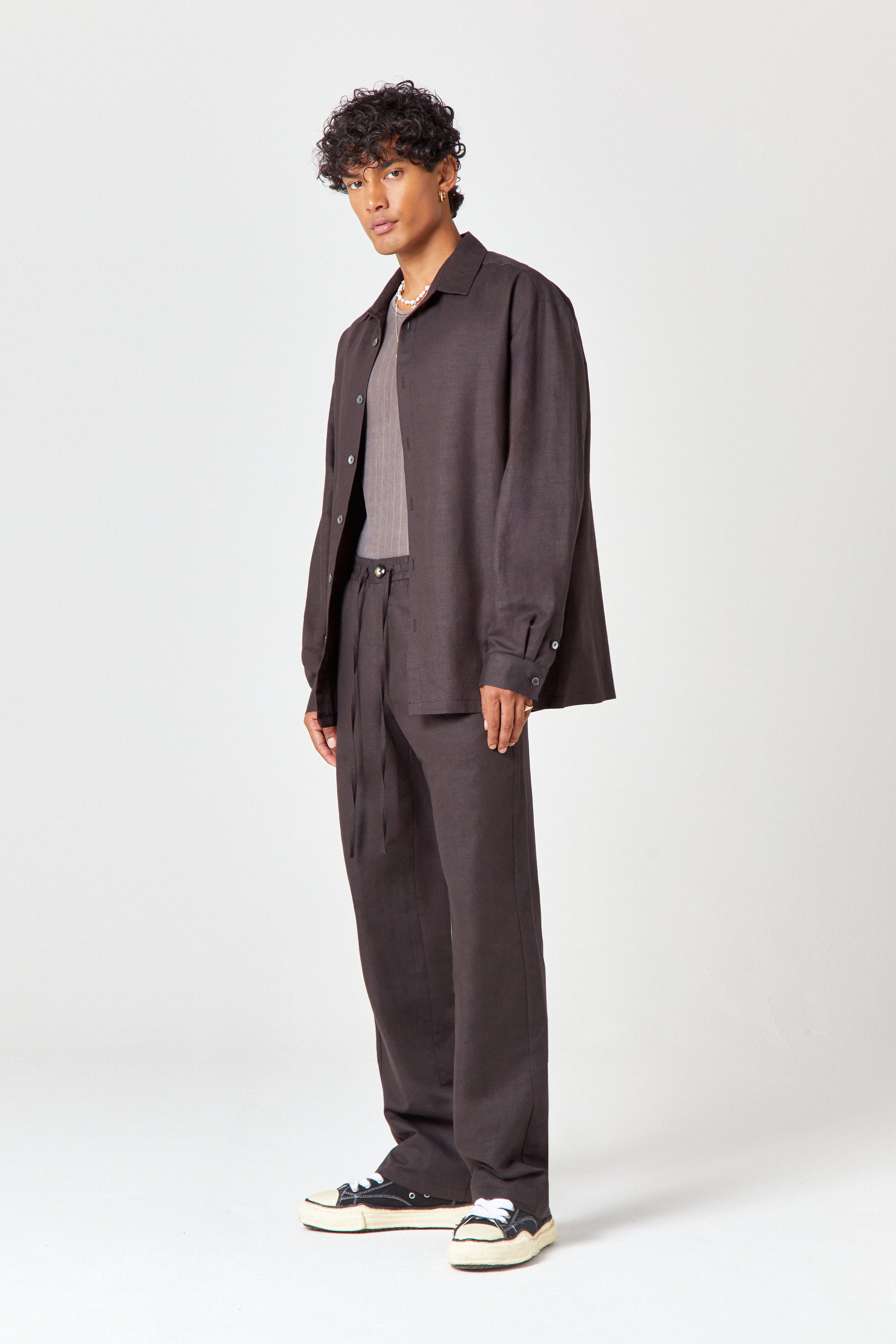 Homme Charcoal Linen Shirt - Image 4