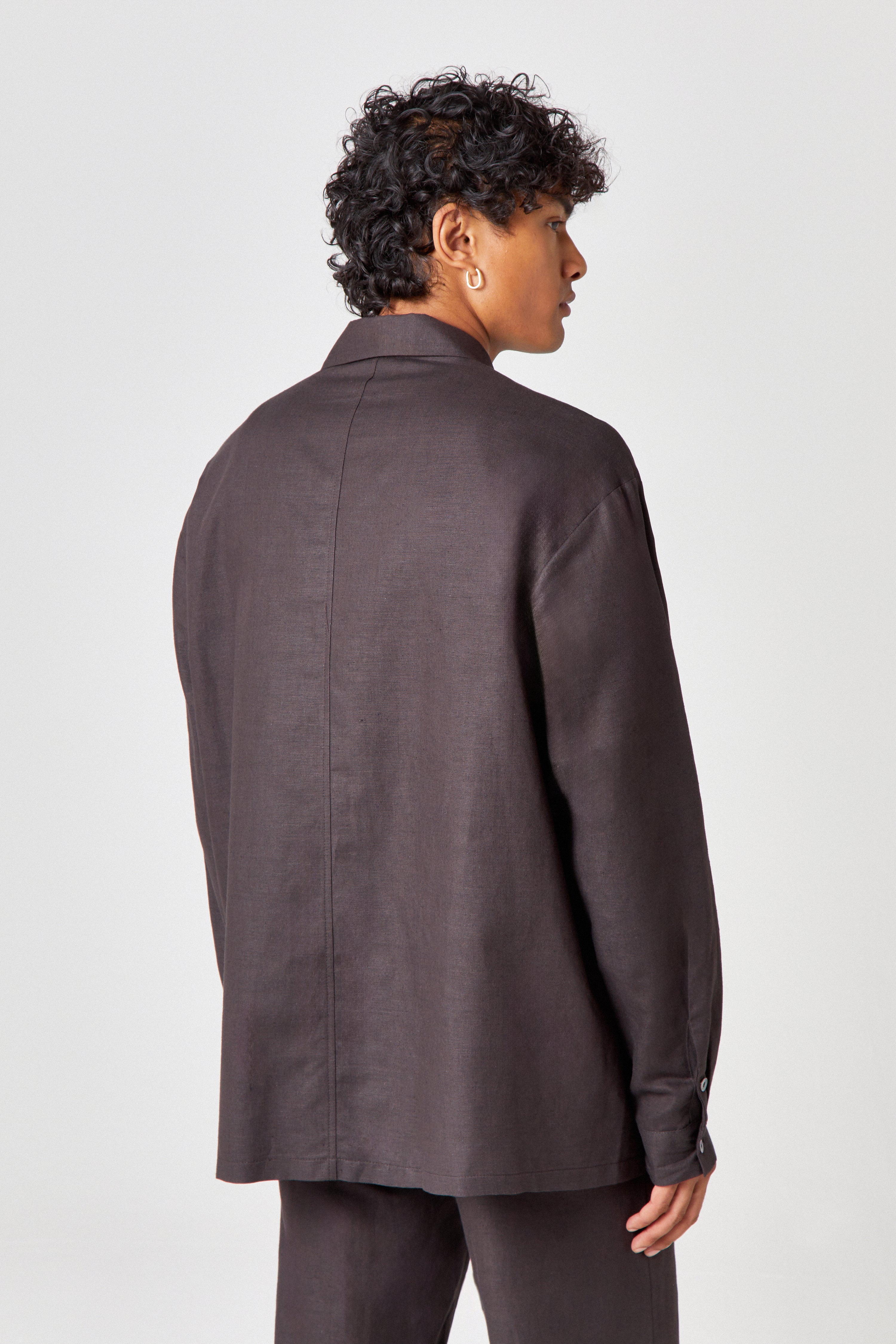 Homme Charcoal Linen Shirt - Image 5