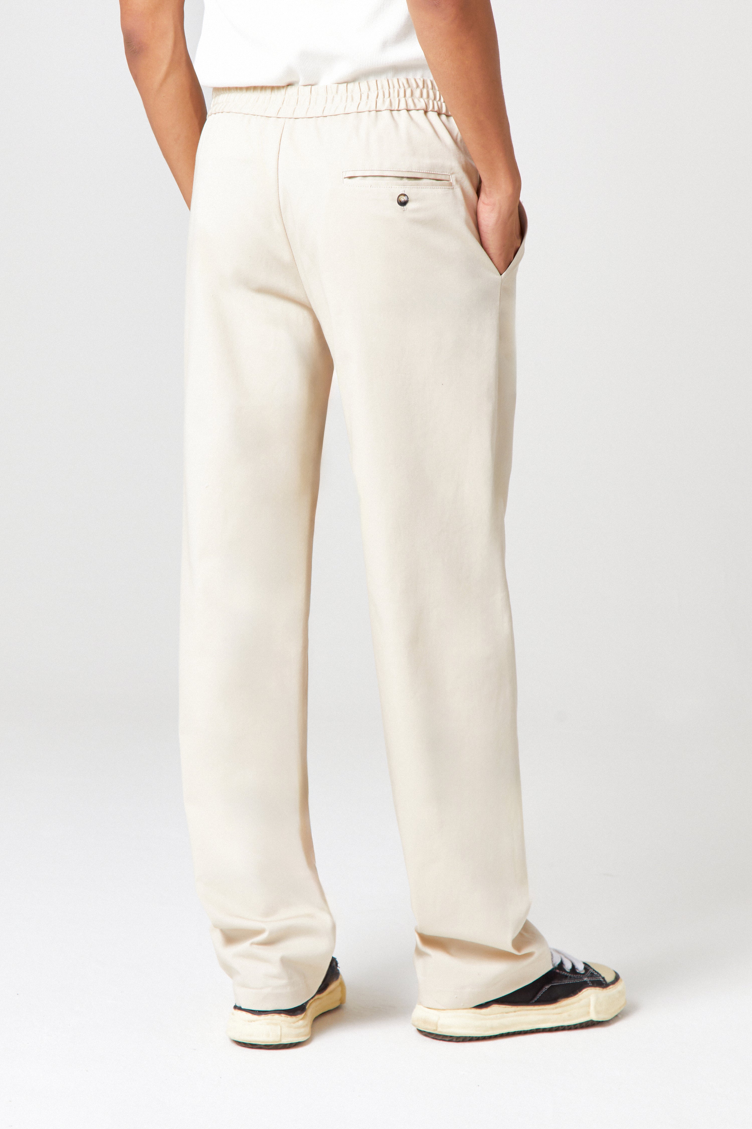 Homme Cream Drawstring Trousers - Image 5