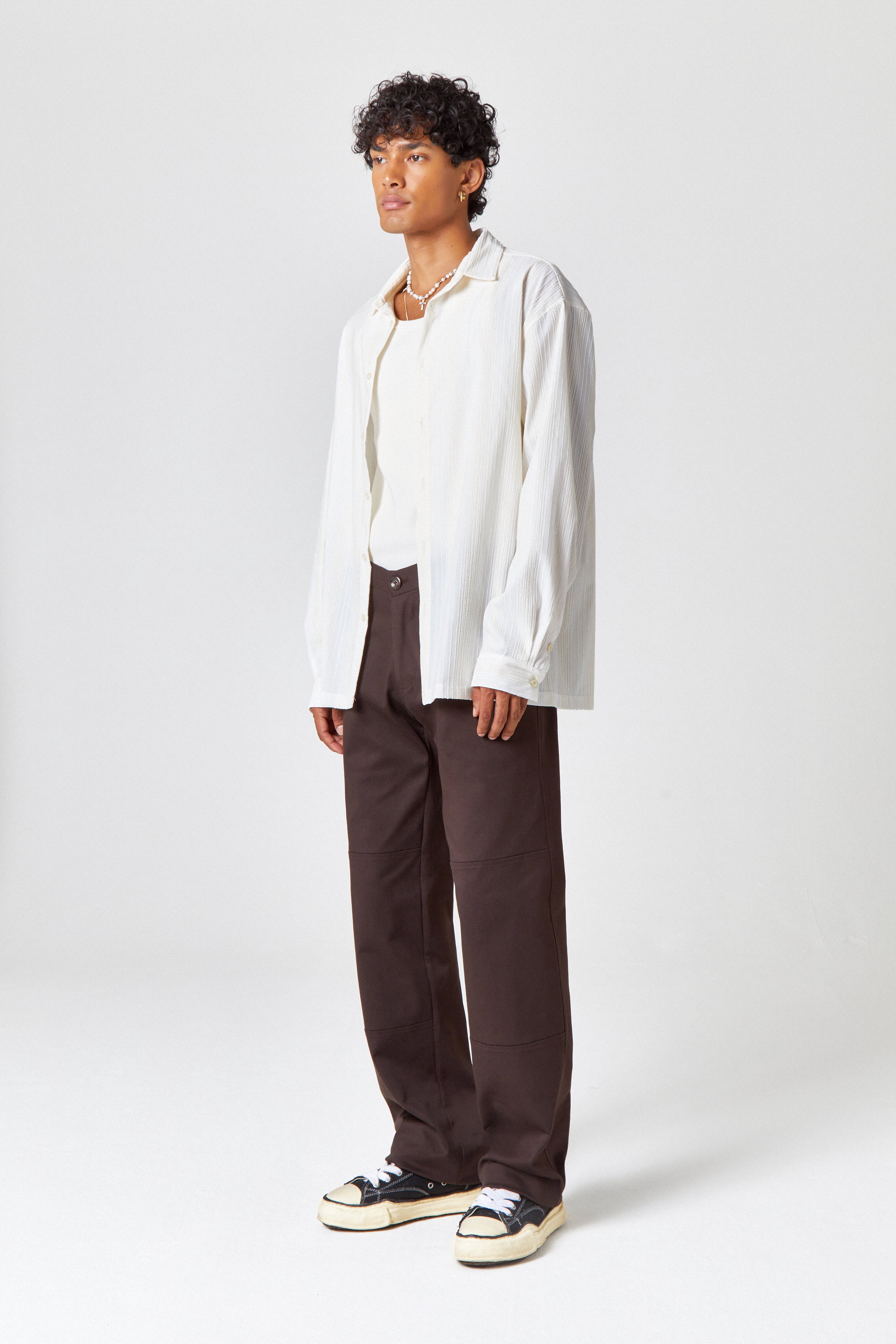 Homme Pinstripe Oversized Shirt - Image 4