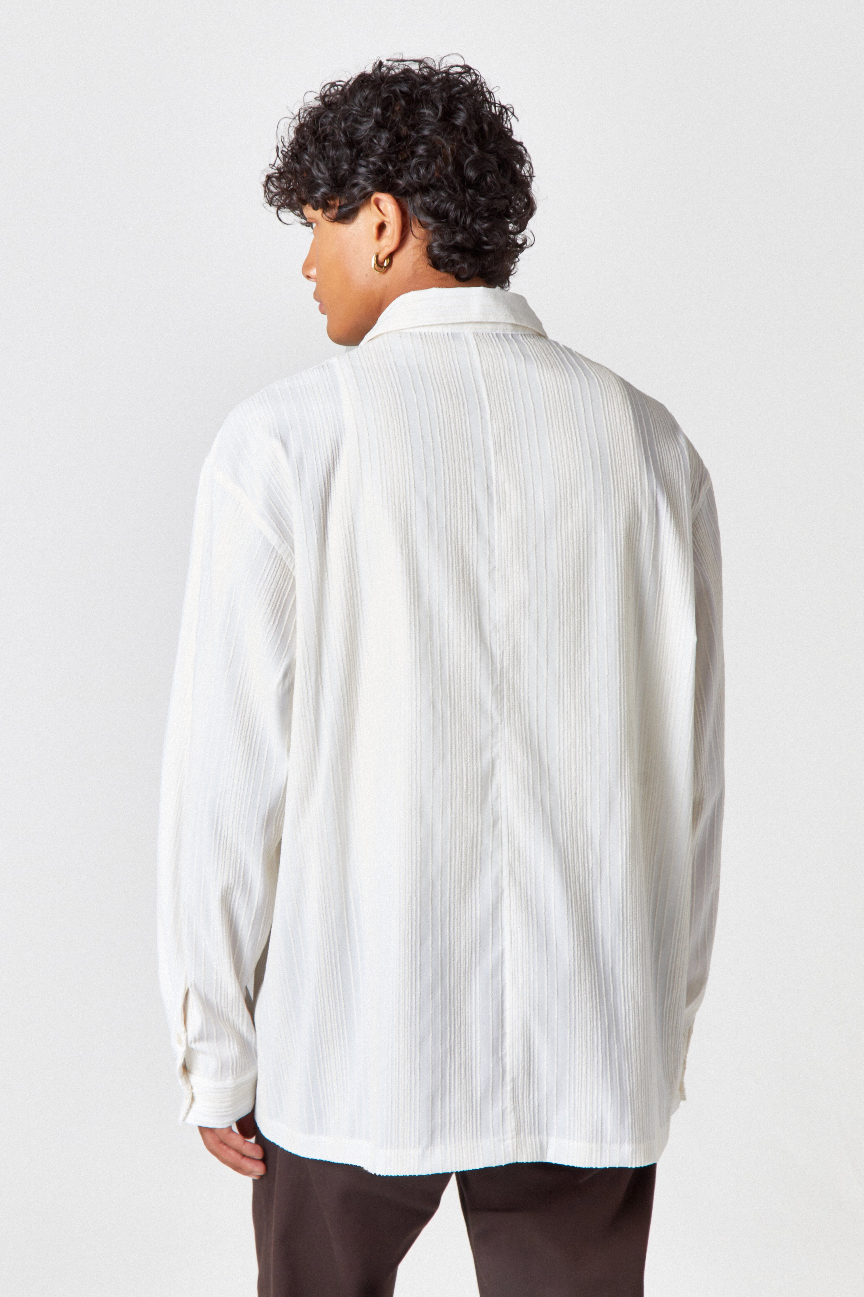 Homme Pinstripe Oversized Shirt - Image 5